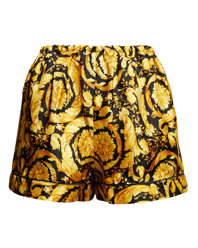 Barocco-Print Silk Shorts